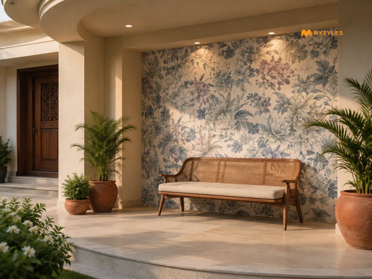 Floral Wall Tile in Portico